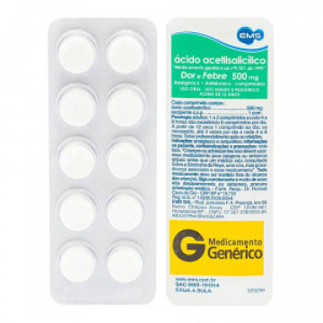 Ácido Acetilsalicílico Adulto 500mg 10 Cpr Genérico EMS