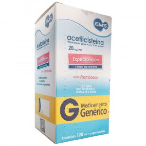 Acetilcisteína Xarope Expectorante Pediátrico Framboesa 20mg/mL 120mL Genérico EMS